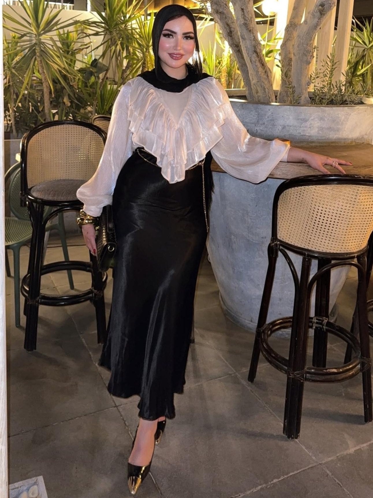 Oversized Crinkle Shimmer Blouse - White