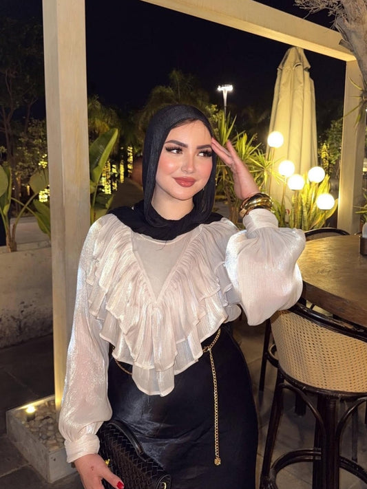 Oversized Crinkle Shimmer Blouse - White